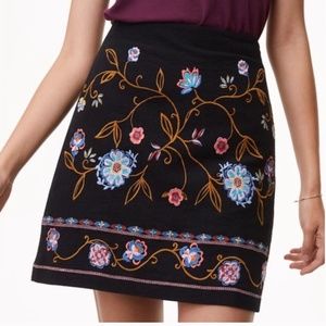 LOFT Embroidered Floral Skirt